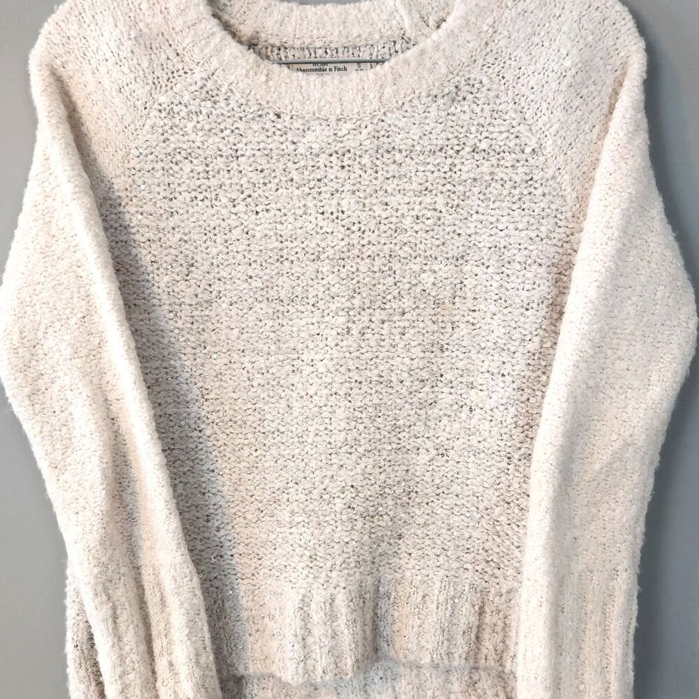 Abercrombie Chunky Open Knit Fuzzy Sweater XS Sparkly Preppy Transitional School